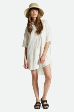 Brixton Condesa Linen Shirtdress Off White