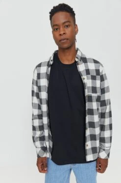 Mazine Redcar Hemd LS Offwhite Black Mel