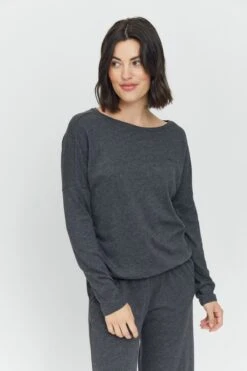 Mazine Celeste LS Top Black Melange