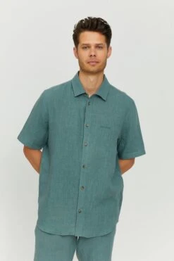 Mazine Leland Linen SL Hemd Jade