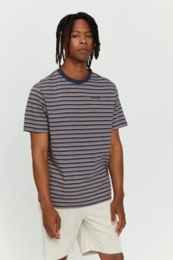 Mazine Skaro Striped T-Shirt Inkblue Multi
