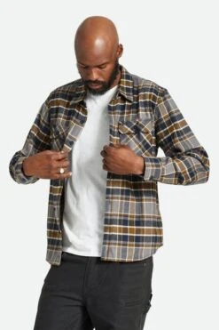 Brixton Bowery LS Flannel Hemd Black Desert