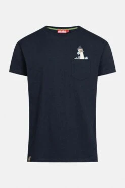 Derbe Langer Hals T-Shirt Navy