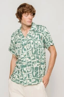 Kaotiko Abstract SL Hemd Nature Green
