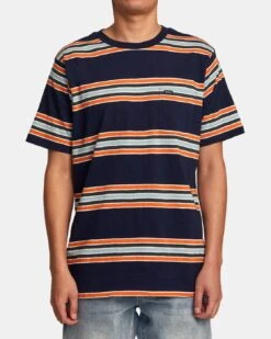 Rvca Somedays Stripe T-Shirt Navy Marine
