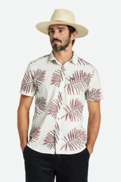 Brixton Charter Print SL Hemd Off White Palm